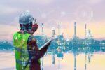 Double,Exposure,Of,Engineer,With,Oil,Refinery,Industry,Plant,Background,