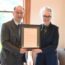 Alpha Group visit, Prof Yihau Gao is presented with a letter of acknowledgement by Provost Prof Giselle Byrnes (1)